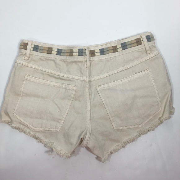 Free People Womens Denim Off White Cream Shorts - Picture 1 of 8